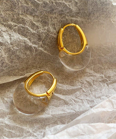 Chic White Copper Alloy Crysta Hoop Earrings