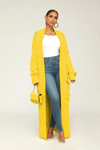 Drop It Shoulder Sleeve Maxi Sweater Cardigan