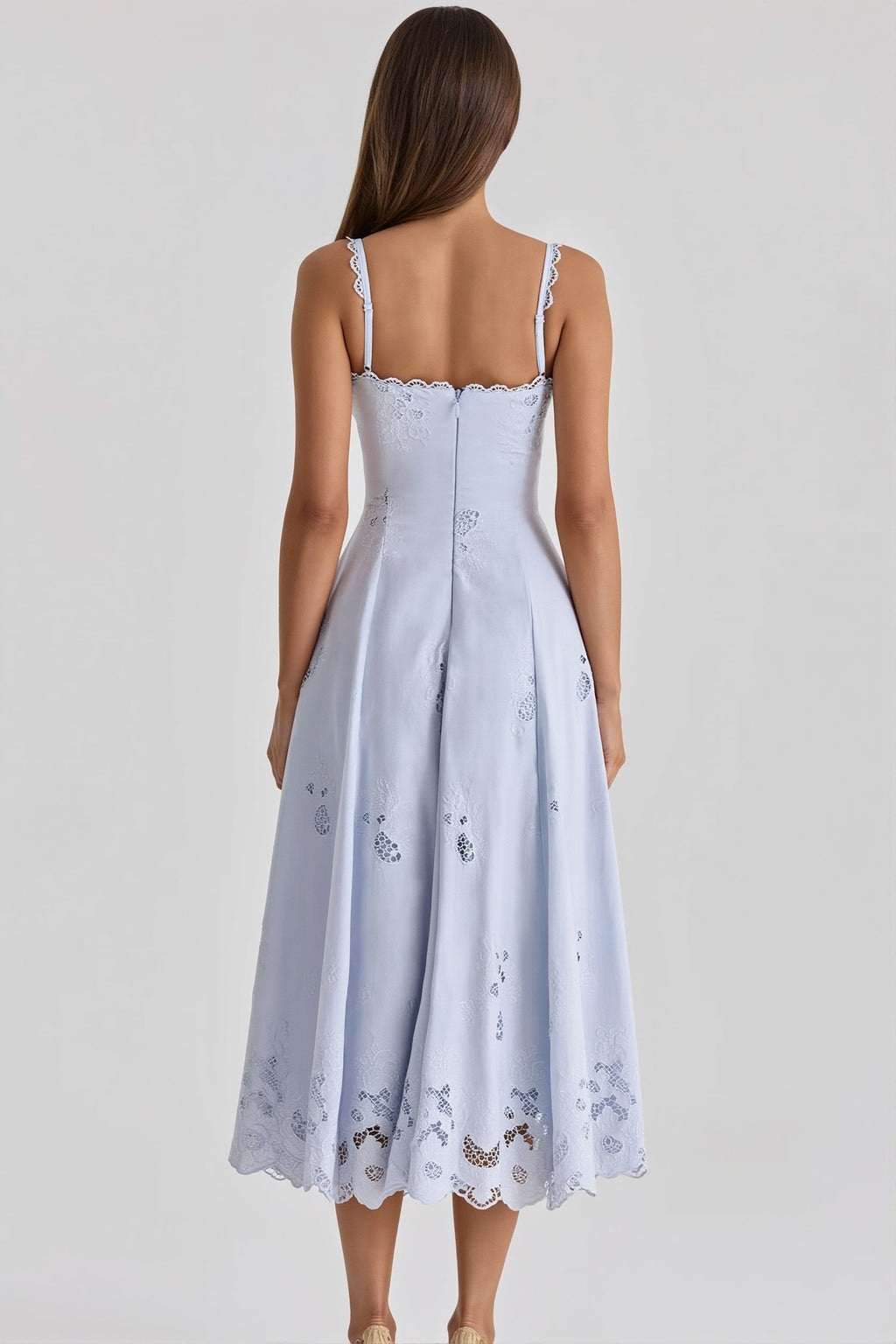 Elegant Embroidered Cutout Cami Maxi Dress
