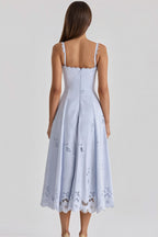 Elegant Embroidered Cutout Cami Maxi Dress