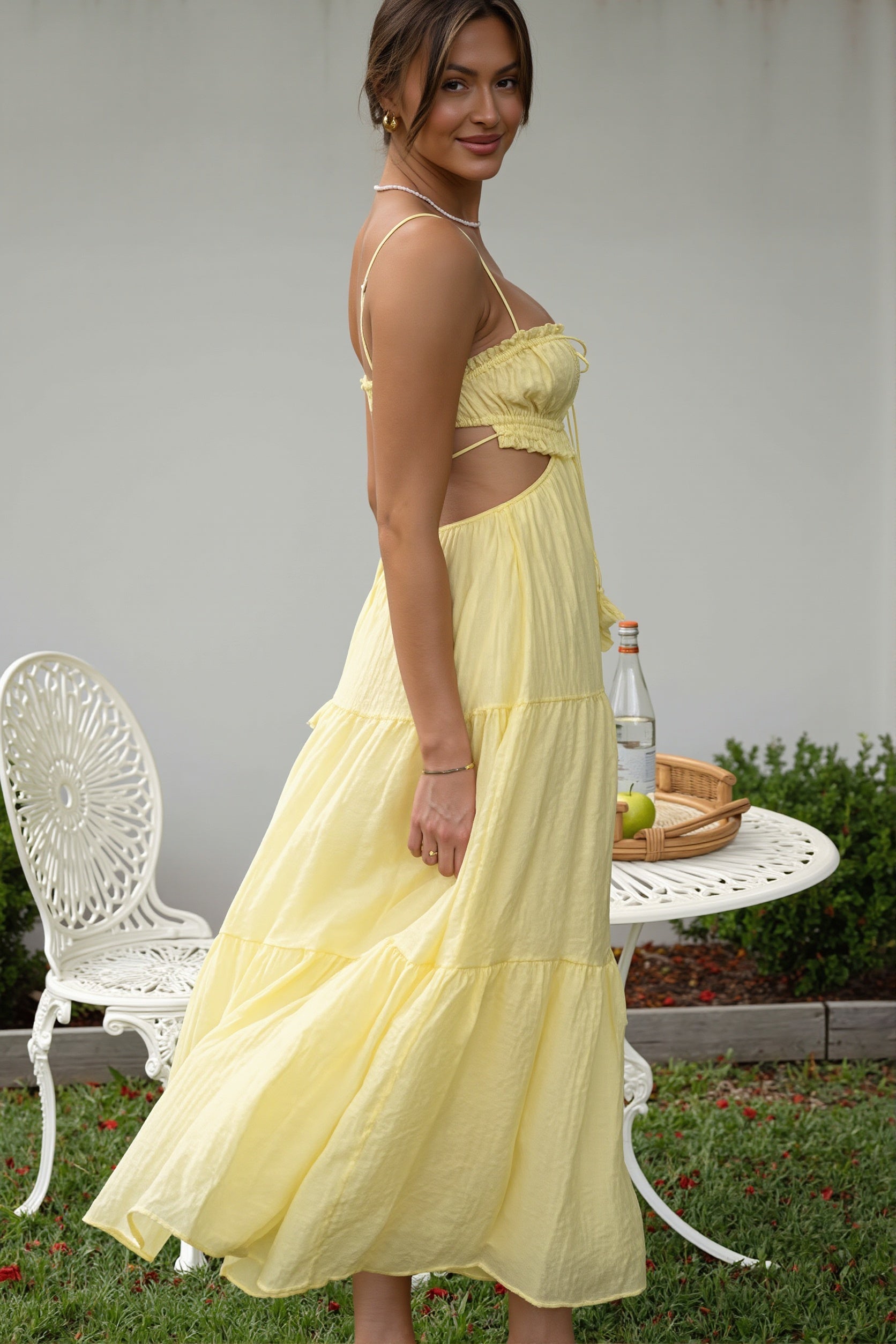 Casual Chiffon Cutout A-Line Maxi Dress