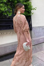 Sequin Deep V-Neck Maxi Dress