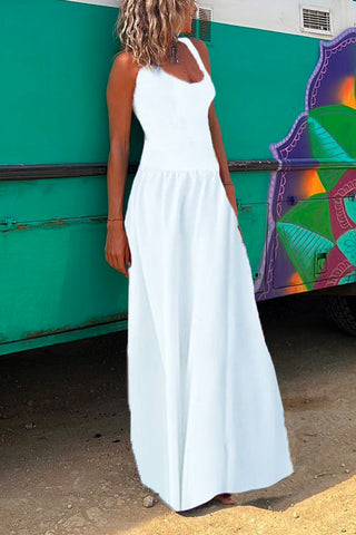 Vestido largo de tirantes finos con espalda descubierta y estampado cruzado de Meridress