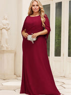 Trompeten-/Meerjungfrauen-Chiffonkleid mit U-Boot-Ausschnitt und Falten für die Mutter der Braut 