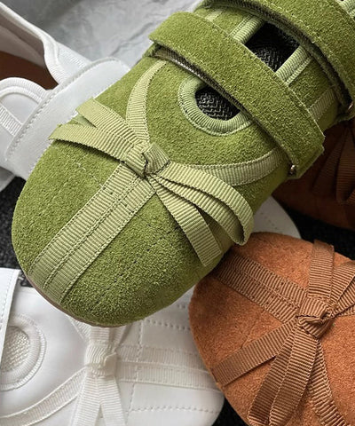 Casual Versatile Splicing Soft Flat Shoes Green Suede