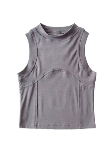 Nueva camiseta sin mangas con cuello redondo para mujer, camisola de verano lisa, sin espalda, sexy, a la moda, informal, de tubo, sin mangas, chaleco corto para mujer 