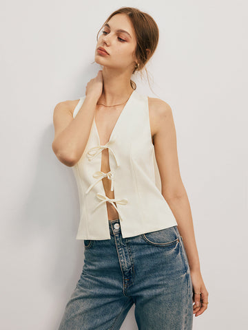 Camiseta sin mangas con lazo 