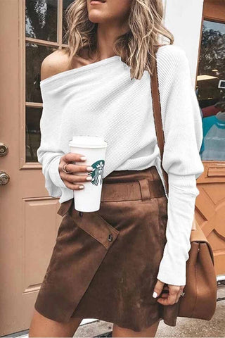 Chicindress – Bequemer Pullover mit Fledermausärmeln und Tauschulter (3 Farben) 