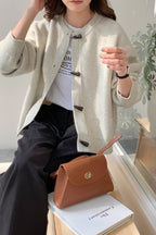 Retro Toggle-Button Loose Short Knit Cardigan