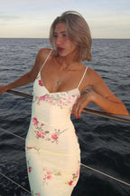 Floral Print Adjustable Strap Maxi Dress