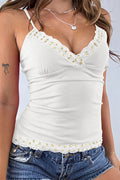 Y2K Lace Trim Sequin Cami Top