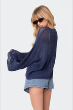 Sexy Hollow Knit Pullover Sweater