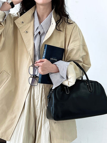 Lange Ärmel, lose Taschen, einfarbig, Stehkragen, Oberbekleidung, Trenchcoats 