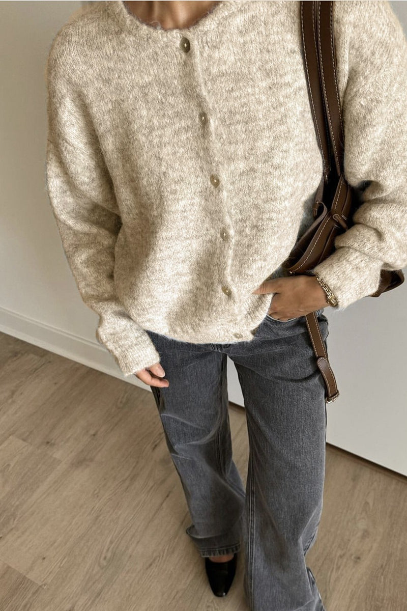 Solid Color Wool Blend Cardigan
