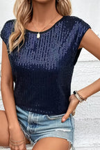 Sequin Loose Sleeveless T-shirt