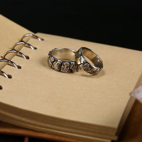 Sterling Silver Stone Crackle Personalized Ring
