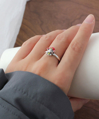 Anillos de plata tailandesa de seda fina del dios de la riqueza 