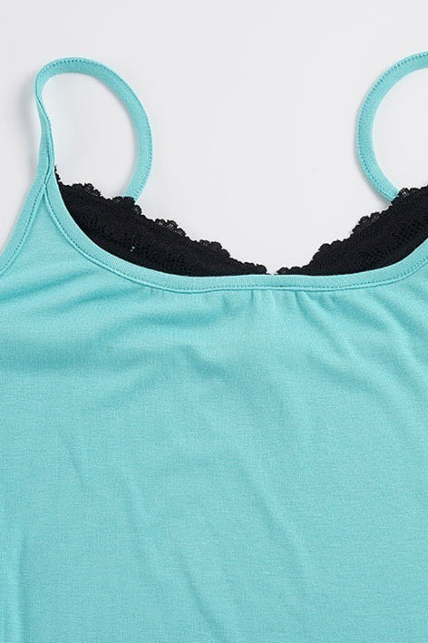 Contrast Lace Fake Two Piece Cami Top