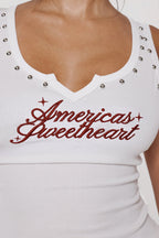 Rhinestone Cutout Slim Sleeveless Chic Tank Top