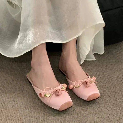 Blume Wohnungen Maultiere Schuhe Frauen Weiche Gemütliche Kleid Hausschuhe Schuhe 2024 Designer Sommer Flip-Flops Lässig Dias Weibliche Zapatillas 