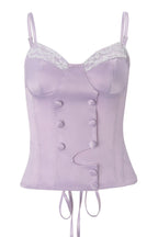 Button Detail Lace Satin Slim Cami Top