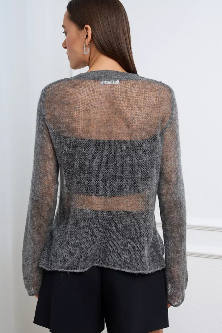 Loose Hollow Out Wool Blend Knit Blouse