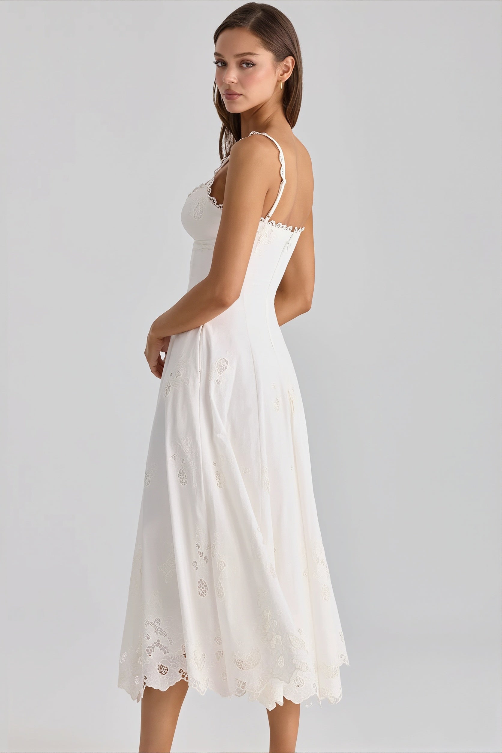 Elegant Embroidered Cutout Cami Maxi Dress