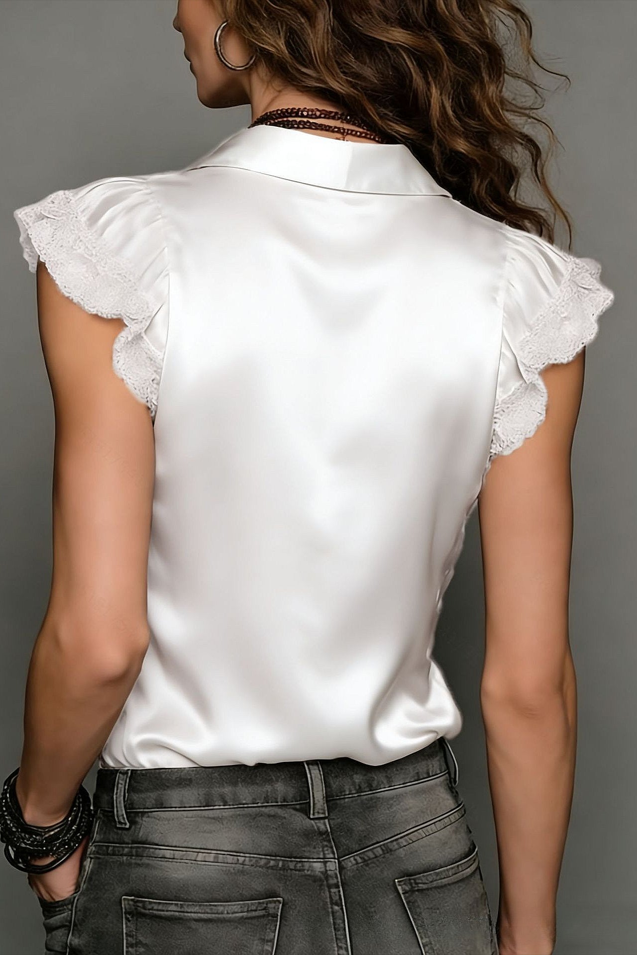 Light Mercerized Floral Lace Blouse