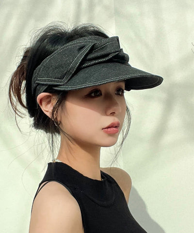 Sombrero de copa vaquero vacío con lazo gris y negro versátil de moda 