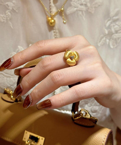 Anillos florales retro dorados con cobre 