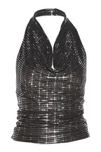 Sexy Shiny Sequin Cropped Halter Top