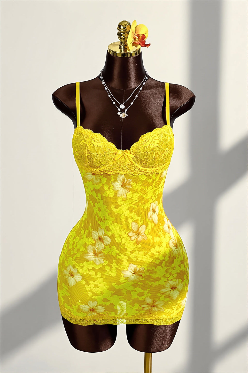 Vintage Floral Lace Cami Ruched Backless Mini Dress