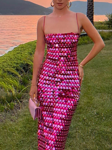 Vielseitiges unregelmäßiges Midikleid mit Pailletten 