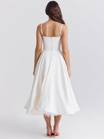 Pink Corset Dress Spaghetti Straps Backless Brunch Birthday Party Midi Dresses