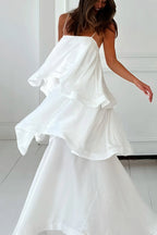 White Flowy Cami Tiered Maxi Dress