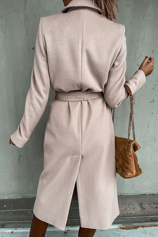 Modische, elegante, solide Patchwork-Oberbekleidung mit Umlegekragen und Gürtel (4 Farben) 