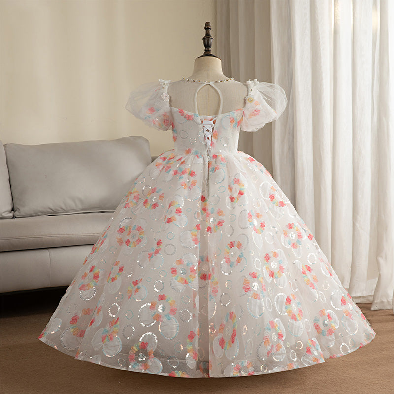 Kommunionkleid für Mädchen, elegantes, bauschiges Kleid für Blumenmädchen, festliches Prinzessinnenkleid für Tauffeiern 