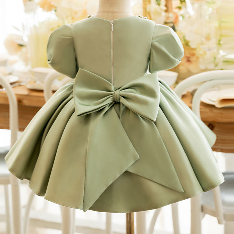 Vestido para niñas pequeñas, color verde perla, para comunión, formal, princesa, fiesta de cumpleaños 