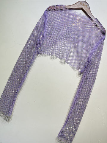 Tops cortos con cristales brillantes de Tossy para mujer, de rejilla transparente, con aberturas, para noche, club nocturno, ropa de fiesta de lujo 