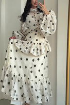 Sheer Polka Dot Long Sleeve Maxi Dress