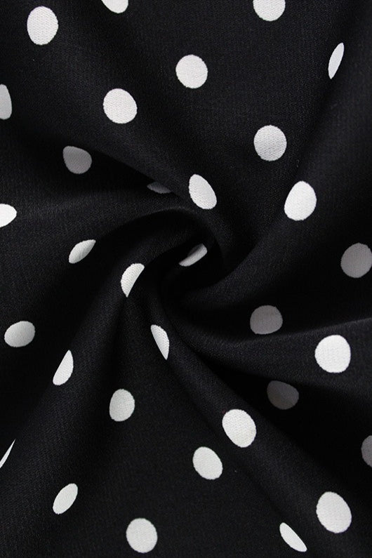 Retro Lapel Slim Polka Dot Maxi Dress