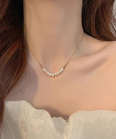 Mode Gold Edelstahl Perle Prinzessin Halskette 