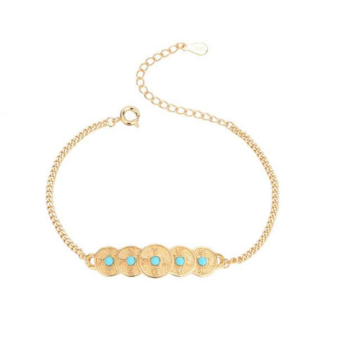Pulsera vintage de jade natural con moneda de cobre y riqueza 