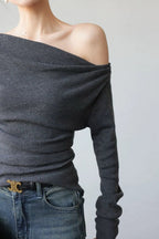 Chic Off Shoulder Fitted Knit Top