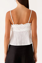 Lace Trim Open Front Cami Top
