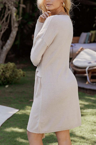 Suéter casual Chicindress con medio cinturón 