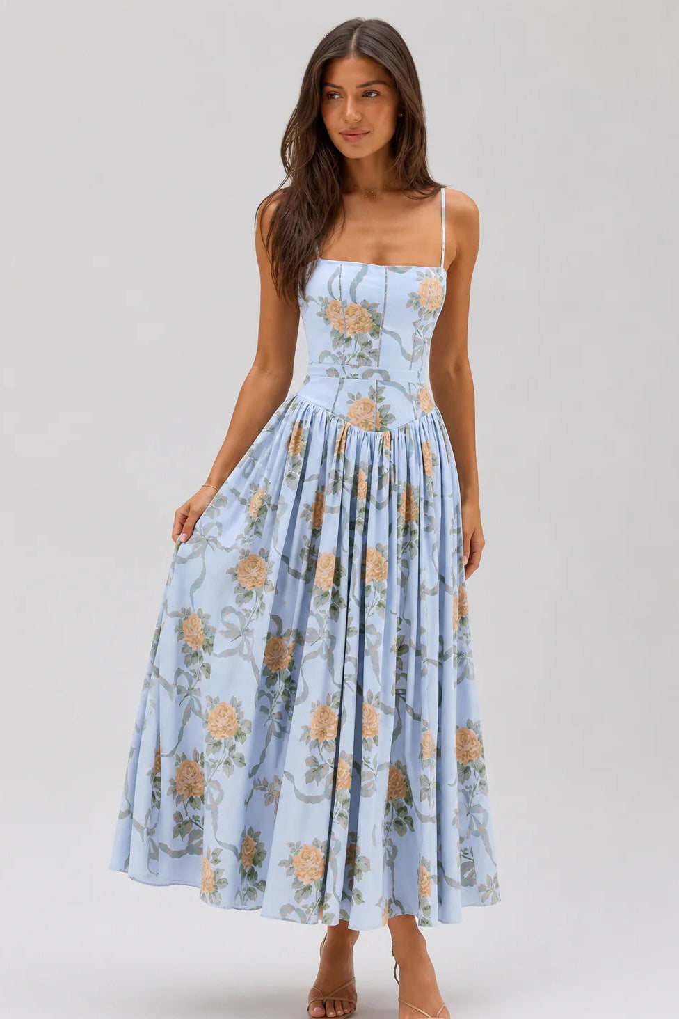 Sexy Floral Cami Bodycon Maxi Dress