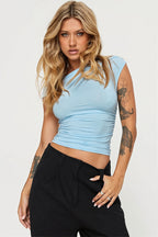Asym Neck Ruched Slim Blouse