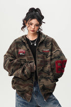 Camo Zip Oversized Street Hoodie