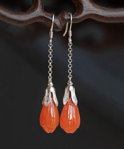 Damen-Ohrringe aus Sterlingsilber mit Jade-Quaste 